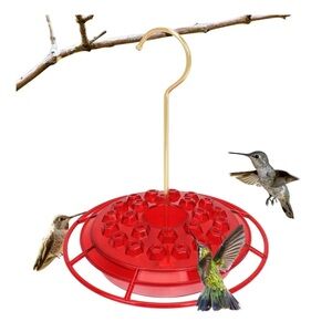 NWT Hummingbird Feeder 24 Feeding Ports,‎ Leak-Proof, Saucer  (Red)